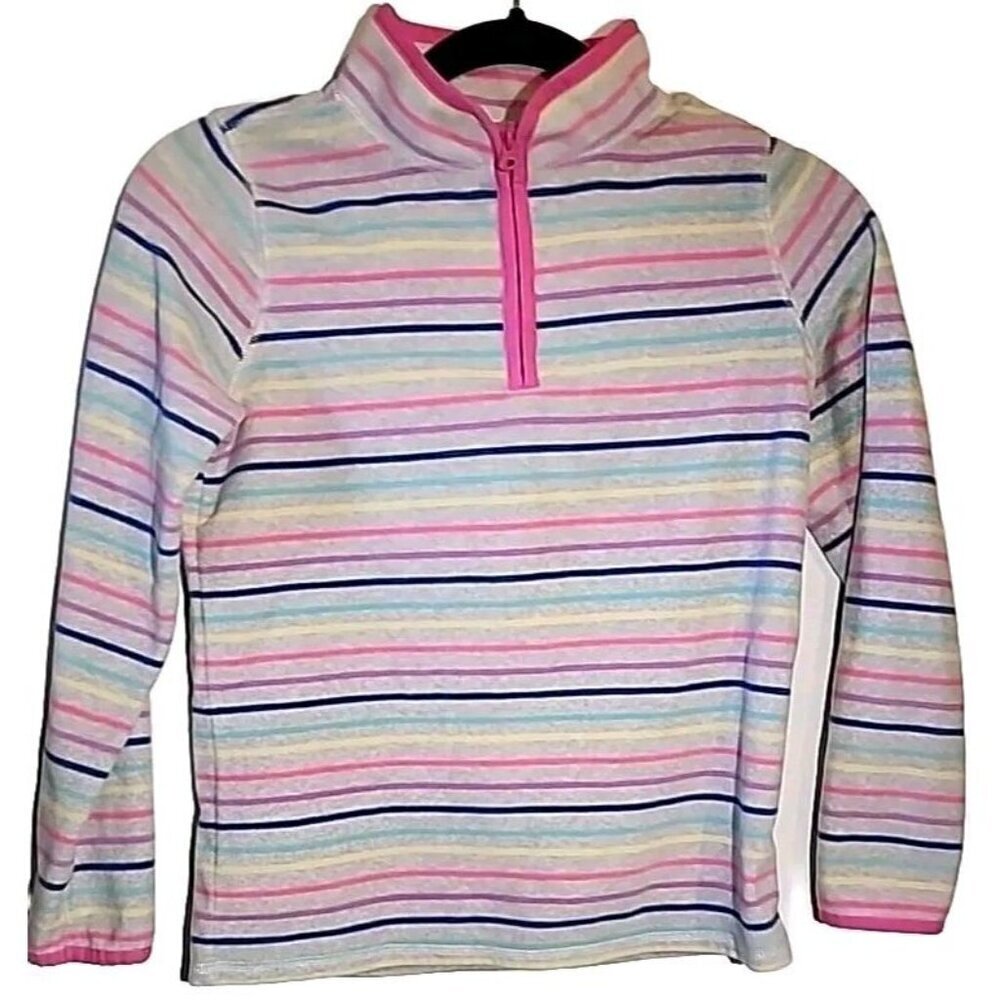 OshKosh B'Gosh Girls 1/4 Zip Fleece Top Striped Pullover Size 10/12